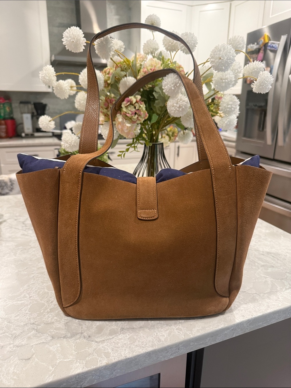 Coach Hadley Turnlock Tote Bag in suede - Picture 5 of 11